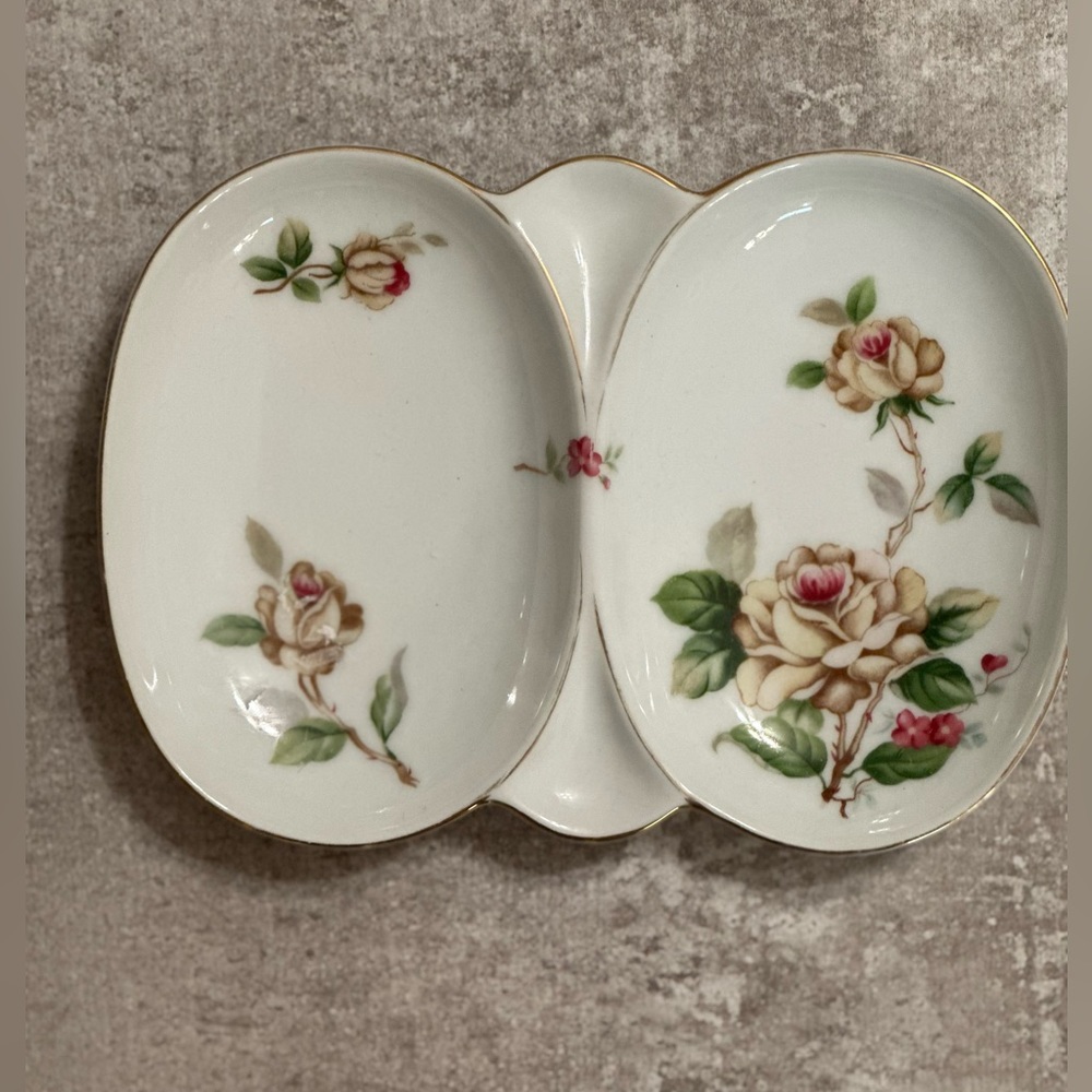 Vintage Lynmore Fine China – Japan – Golden Rose Divided Relish Dish / Tray